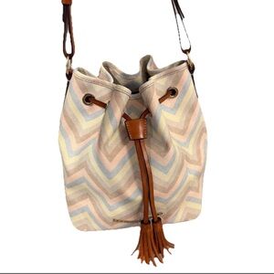 💜Dooney & Bourke Multicolored Pastel Chevron Shoulder Bag EUC